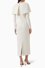 Long-sleeve column gown with structured cape overlay – ESMÉ