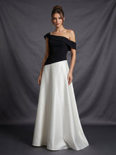 one-shoulder contrast satin maxi dress – MONO