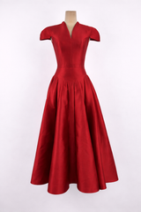 cap sleeve structured midi dress with pleated skirt – RUBY