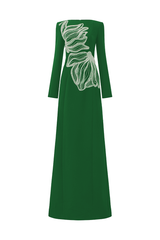 embellished sculptural gown with long sleeves – OCEANA