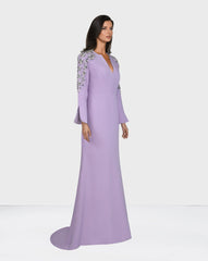 Sequined shoulder dress with long sleeves - Sukhjot