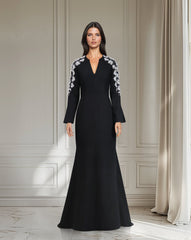 Sequined shoulder dress with long sleeves - Sukhjot
