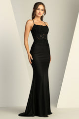 Adora 3224 Prom Long Fitted Slit Corset Lace Formal Dress
