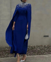 crystal-embellished cape gown – Zurielle