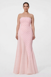 strapless mermaid dress with crystal panel detail – ROSÉ