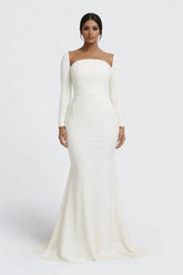 long-sleeve column gown with sculpted neckline – ALBR-1