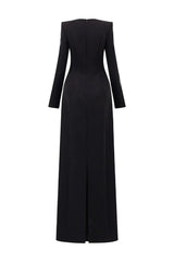 Long-Sleeve Column Dress with Metallic Embellishments - STELLAR-1