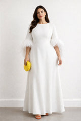 feather-cuff flared gown – Zerien-1