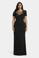 sheer-yoke gown with 3D floral appliqué – VESPER-1