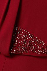Draped long-sleeve gown with embellished waist – RUBINA