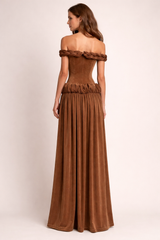strapless maxi dress with braided neckline detail – BRAID