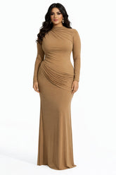 draped high-neck jersey gown – SIENNA-1