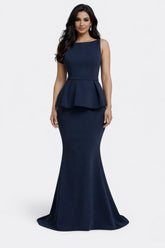 sleeveless mermaid gown with structured peplum – MARITZA-1