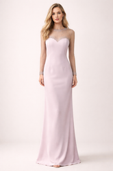 long sleeve column dress with embellished illusion neckline – CELESTE