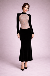 long-sleeve mermaid gown with embellished bodice – ROYALE