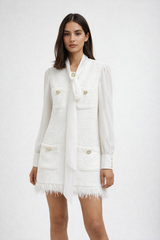 textured sleeveless vest with bow-tie blouse – GRACE