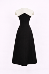 sleeveless midi dress with contrast oversized collar and contour stitching – MONO