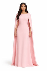 cape-sleeve A-line gown – LYCHEE-1