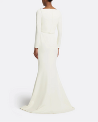 long-sleeve column gown with sculpted neckline – ALBR-1