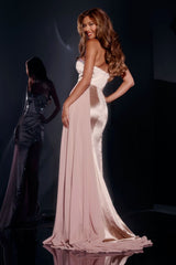 Jovani D5408 Fitted Long Formal High Slit Prom Dress