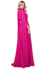 high neck pleated cape sleeve maxi dress – RILYAA