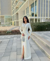 Beaded column dress with front slit - ZIARAH