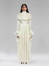 draped satin midi dress with ruffled sleeves – ROSALINE