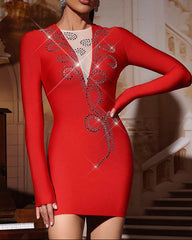 long-sleeve mini dress with crystal embroidery – VALENCIA