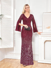 sequin ombre gown with flared sleeves – AMELIDA