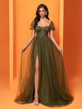 off-shoulder tulle gown with corset bodice – SERENDA