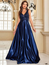 sleeveless satin gown with sequin bodice – VERENA