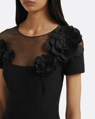 sheer-yoke gown with 3D floral appliqué – VESPER-1