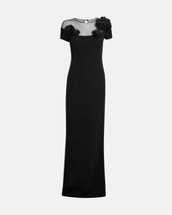 sheer-yoke gown with 3D floral appliqué – VESPER-1