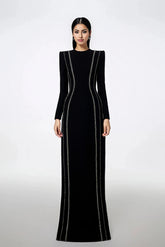 crystal-trim column gown – Zimal