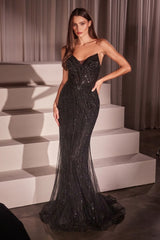 Formal Sequin Fitted Long Prom Dress LaDivine CC416