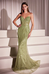 Formal Sequin Fitted Long Prom Dress LaDivine CC416