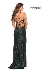 Faux-Wrap Long Sequin Prom Dress by La Femme
