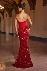 Long Formal Sequin Fitted Prom Dress LaDivine J892