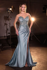 LaDivine KV1132 Fitted Formal Long Beaded Prom Dress