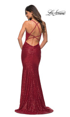Faux-Wrap La Femme Long Sequin Prom Dress