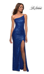 One-Shoulder Long Sequin Prom Dress by La Femme