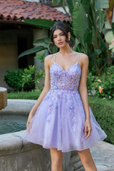 Juliet JT988N Mini Homecoming Lace Floral Sequin Cocktail Dress