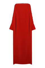 crystal-trimmed kaftan gown with flared sleeves –RAYYN-1