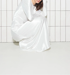 satin long-sleeve gown with fluid silhouette – IVORYE