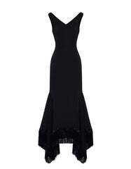 sleeveless mermaid dress with asymmetrical fringe hem – NOIRS