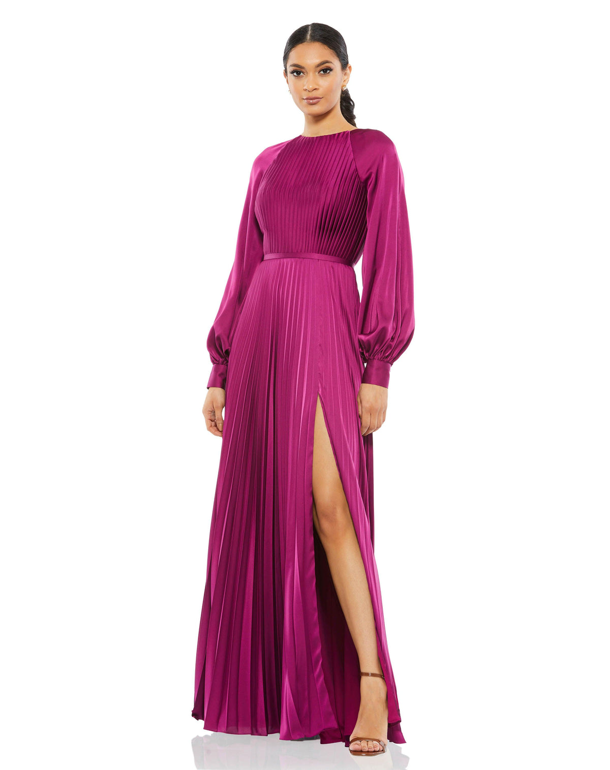 Long Sleeve Formal Pleated Dress Long Sleeves & Pleated Detail Mac Duggal 26590