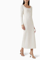 Long-sleeve column gown with structured cape overlay – ESMÉ