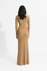 draped high-neck jersey gown – SIENNA-1
