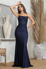 Adora 3224 Prom Long Fitted Slit Corset Lace Formal Dress