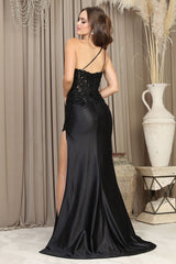 Adora 3234 Fitted Slit Long Formal Corset Prom Dress